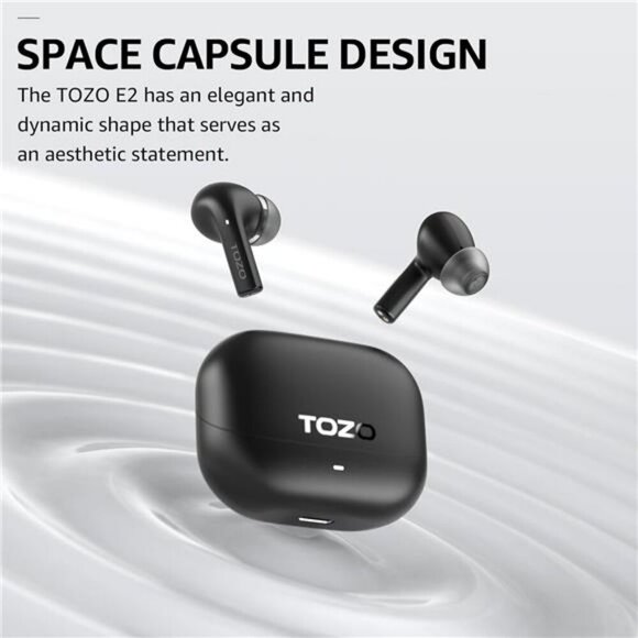 TOZO E2 Wireless Bluetooth Earbuds Bass Noise Canceling In Ear Headphones Mic - Picture 2 of 7